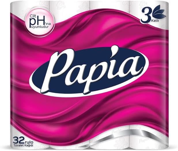 Papia 3 Katlı 32'lı Tuvalet Kağıdı (1 x 32 Rulo)