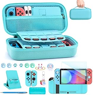 Switch Case for NS Switch - 18 in 1 NS Switch Accessories Bundle with Switch Carrying Case, Switch Game Case, Switch Screen Protector, Switch Stand, Switch Thumb Grips(Blue)