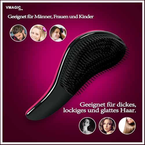 Detangling Brush - glide the Detangler Brush through Tangled hair - Best Comb for Women, Girls, Men & Boys - Use in Wet and Dry Hair (Rose Red) - Image 4
