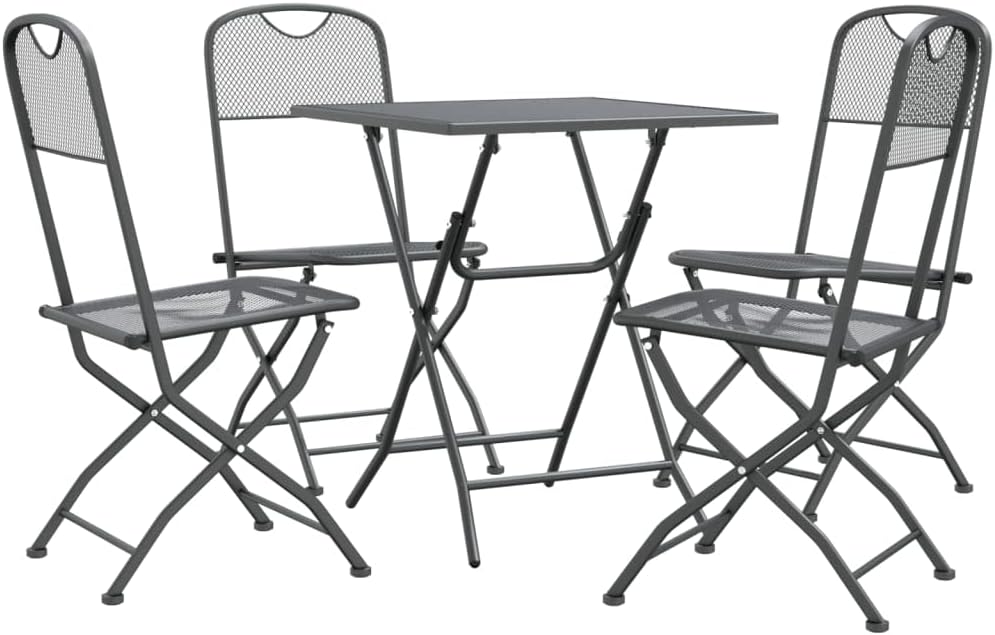 vidaXL Patio Dining Set 5 Piece Garden Dining Set with Patio Table and Chairs Outdoor Dining Set Folding Chair Expanded Metal Mesh Anthracite