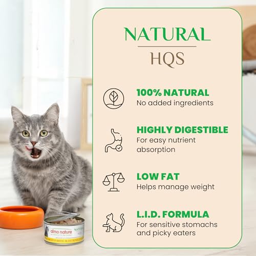 Almo Nature: HQS Natural Cat Pack 2 - (12) 2.47oz Can, Adult Cat Wet Canned Food - 3 Each: Atlantic Tuna, Mackerel, Trout & Tuna, Chicken & Shrimp - Image 4