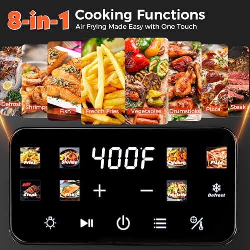 Image of OSTBA 8.5QT Large Air Fryer with Visible Window, 1700W Single Basket Air Fryer, Clear View Nonstick Basket, Digital Touchscreen, 8 Presets, Auto Shutoff, Dishwasher Safe