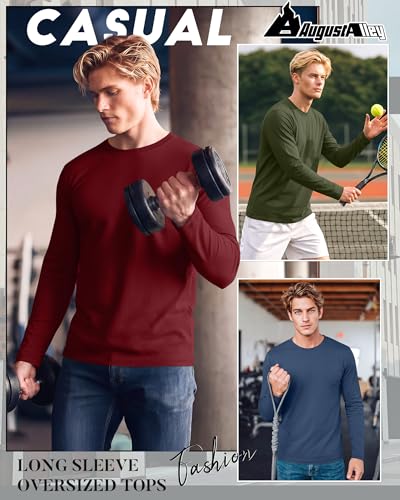 Image of August Alley 4 Pack Men's Big and Tall Cotton Shirts L-7xl, Long Sleeve Oversized Tops Loose Casual Large T-Shirts Basic Tee