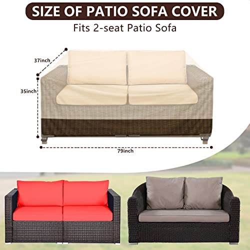 Wanocean Patio Loveseat Covers, Patio Furniture Covers Waterproof, 600D Heavy Duty Outdoor Couch Cover Waterproof, Lawn Garden Outdoor Furniture Covers Waterproof 79Wx37Dx35H Inch #TOP1