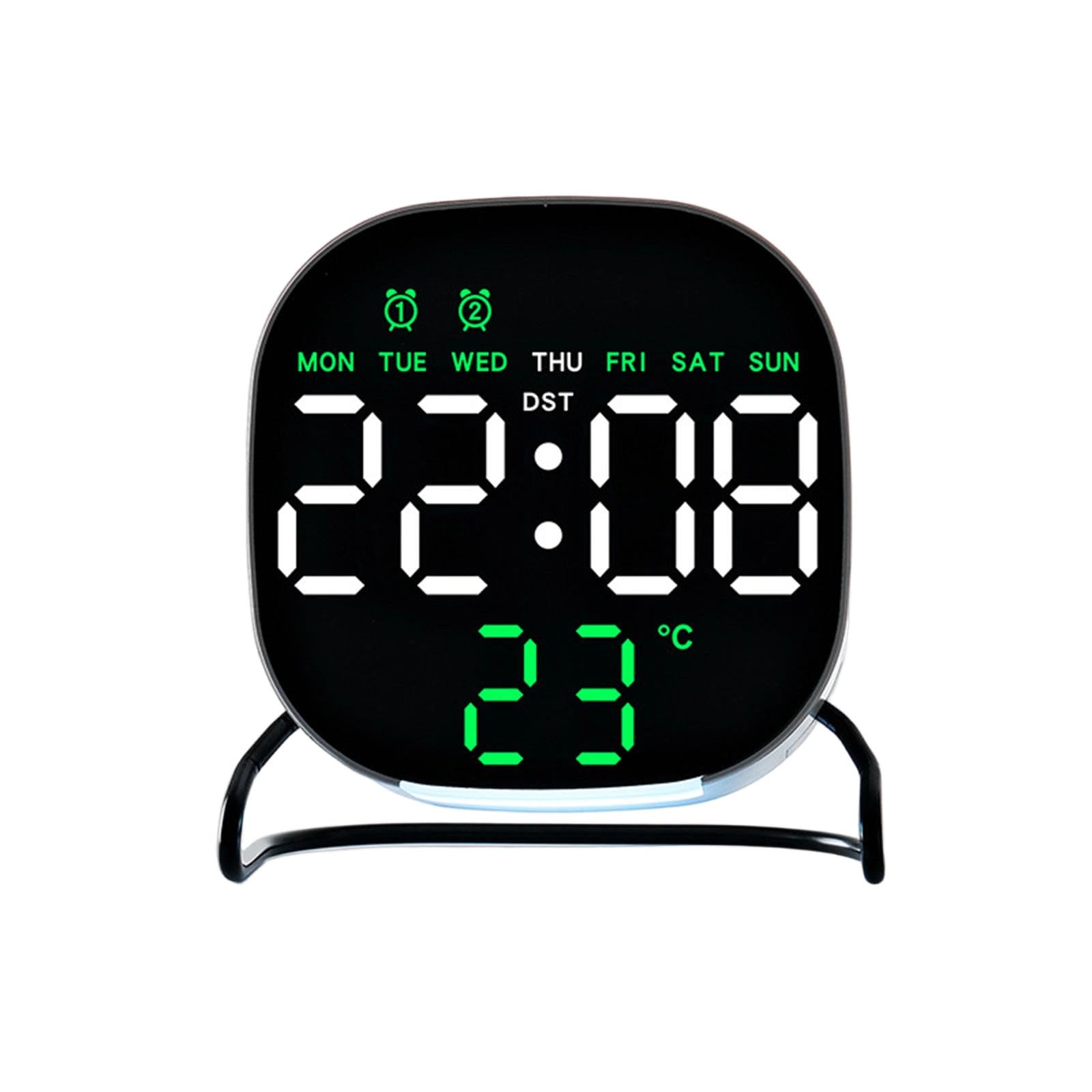 Tsophreniq LED Clock with Double Alarm Soft Glows Nightlight and Simple Operations Interfaces for Bedroom Desktop LED Clock with Alarm and Nightlight