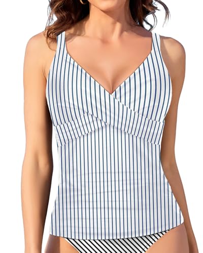 Image of Women Underwire Tankini Top Only - Twist Front V Neck Bathing Suit Swim Top Tummy Control Cross Swimsuit 2026