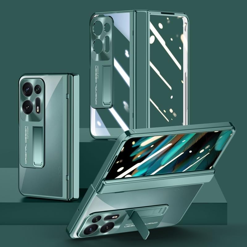 Coque Oppo Find N2 transparente à charnière robuste couleur verte
