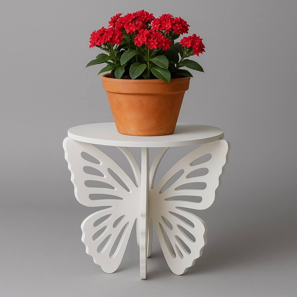 NODEL design Butterfly Table/S ウォールナット kveer Wood Butterfly Design Wooden Side Table – White MDF Plant
