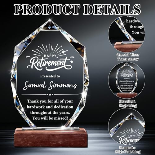 Image of Custom Crystal Award Trophy, Personalized Trophy with Company Logo & Text