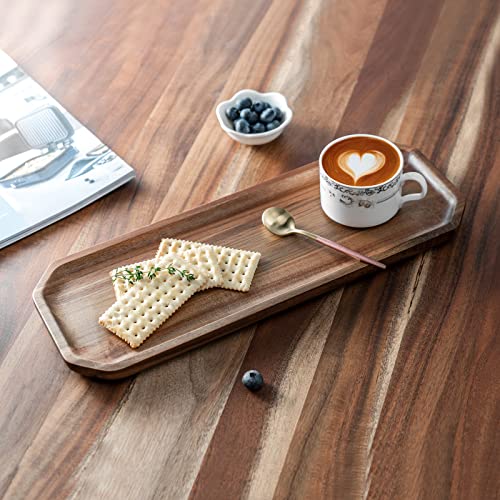 Set of 2 Solid Acacia Wood Serving Trays 16