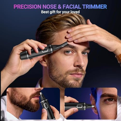 Image of AREYZIN Nose Hair Trimmer for Men,Rechargeable Ear and Nose Trimmer,2026 Professional 2 in 1 Painless Eyebrow & Facial Hair Trimmer with IPX7 Waterproof Dual Edge Blades (Black)