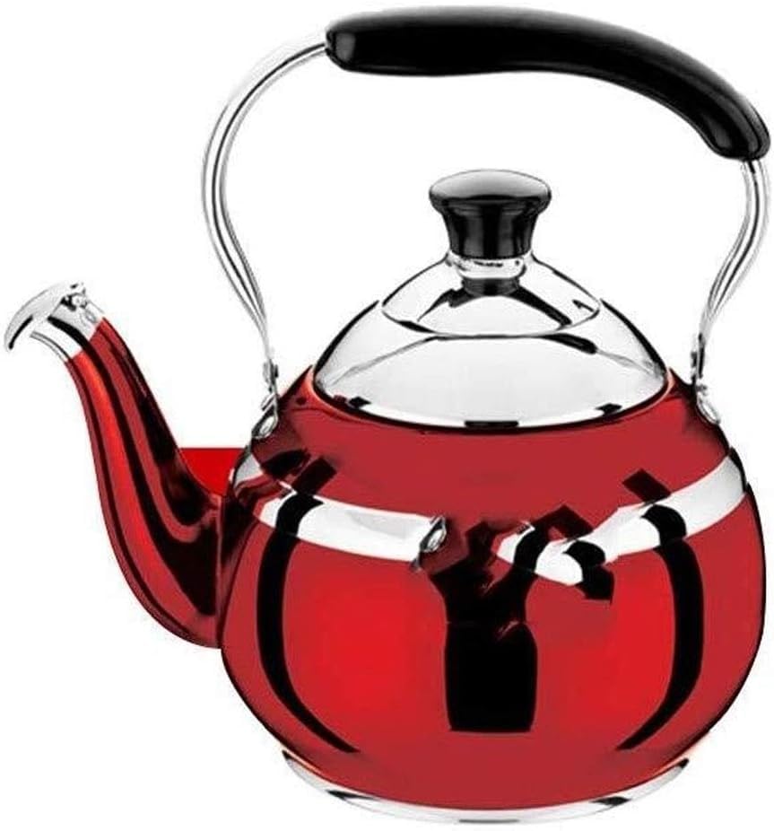 Bouilloire à gaz sifflante inox poli miroir 3L au design rétro traditionnel