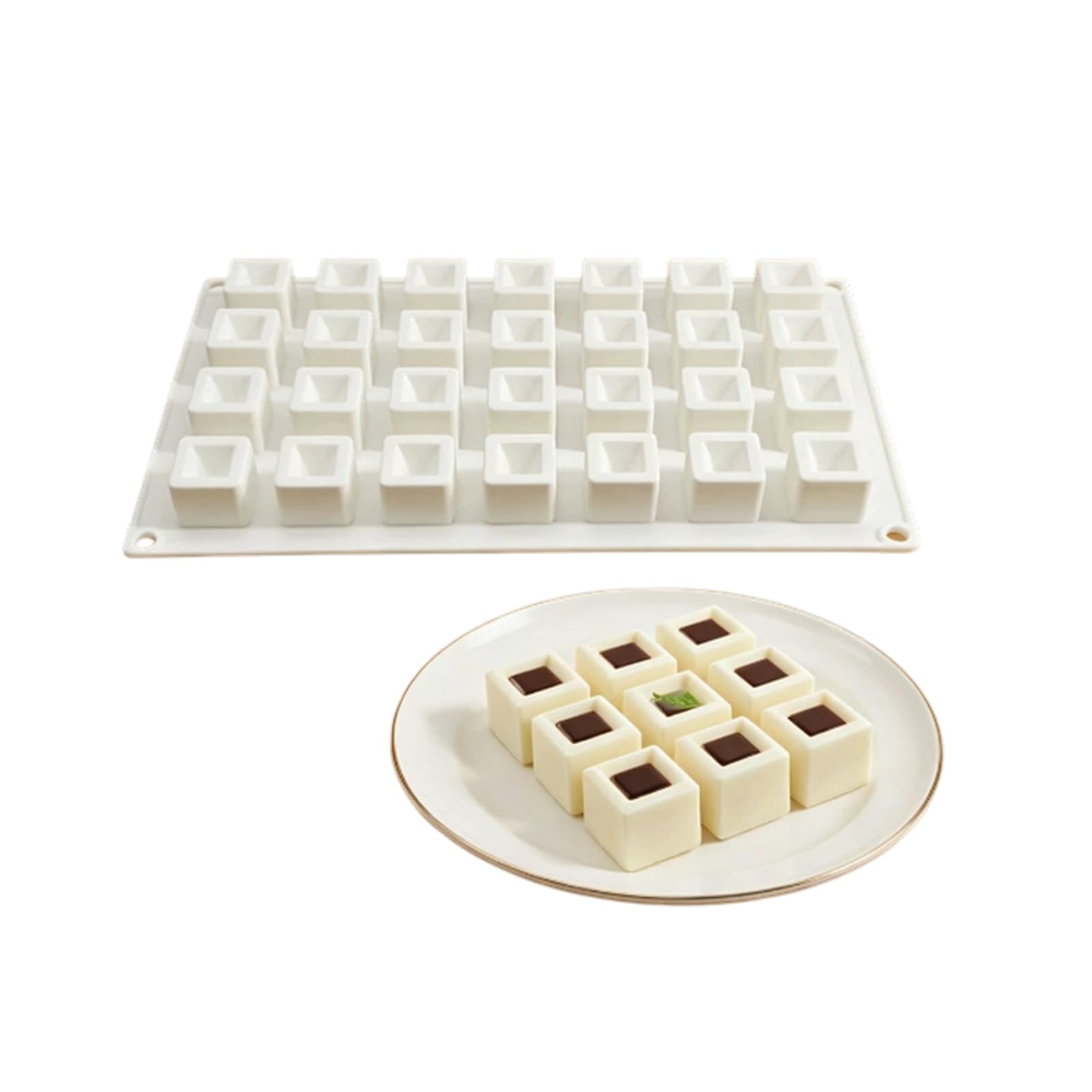 Ljmyy 28 Cavities Cake Baking Square Shape Chocolate Making Suitable for Cupcakes Candy Making Easy Releasing