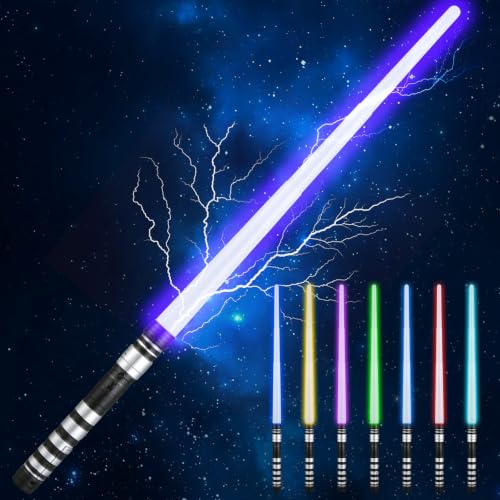 Yumuwind Light Sabers for Kids - 7 Color LED Light-Up Sword with Sound Effects Safe Dueling for Ages 5-12