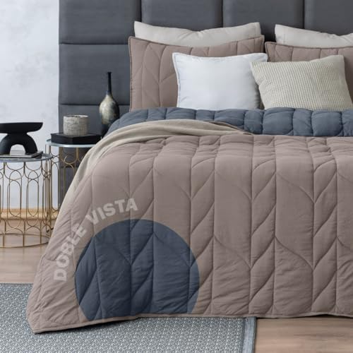 La Mejor Selección de Como Despintar Ropa , tabla con los diez mejores. 44 ESQUIMAL Edredón Acolchado Capitonado Trenzado con Fundas de Almohada Textura Tipo Lino | Relleno Down Alternative | Usalo como Edredón o con Funda Duvet (Khaki - Azul, Queen...