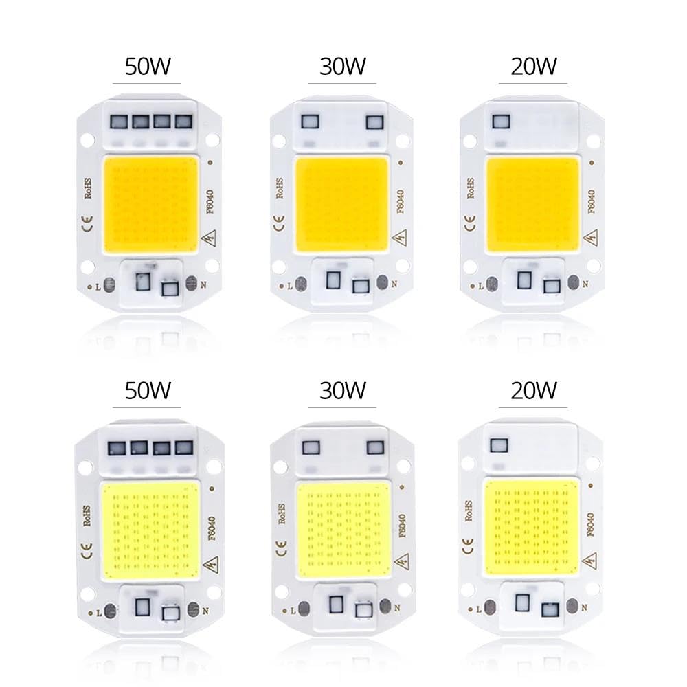 Chip LED COB AC 220V 110V 50W 30W 20W Diodo Rettangolare A Matrice Fai Da Te Faretto Luce Di Inondazione Non È Necessario Il Driver,Bianco Caldo 110v,20 W 9 Pz