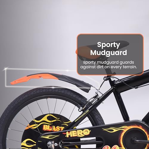 Image of Hero Blast 20T Single Speed Bicycle for Kids | Black-Orange | Rigid | Caliper Brake | Steel Frame : 12Inches | Rider Height : 3ft 8 inch - 4ft 5 inch | 95% Pre-Assembled(Ready to Ride in 5 Mins)