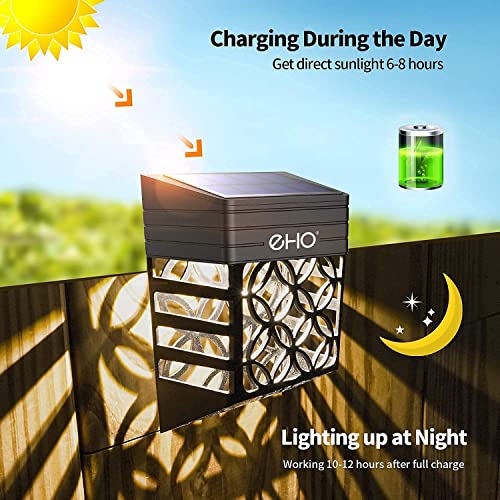 Halloween Decorations Solar Deck Lights, Eho Solar Fence Lights Outdoor Waterproof Led Garden Decorative Lighting For Post, Patio, Front Door, Step, Stair, Pool And Yard, Warm White, 4 Pack #TOP4