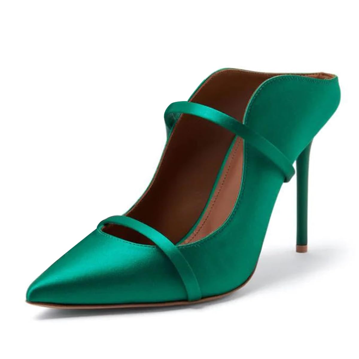 FSJ Women Fashion Pointy Toe Mules Sandals High Heels Pumps Double Straps Slide Sandals Casual Summer Outfit Shoes Size 4-15 M US