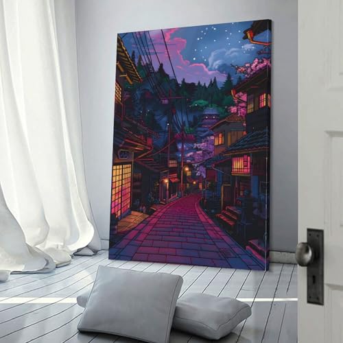 Affiche rétro japonaise POLIUAWS toile déco 30x45cm