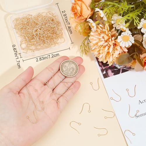 Beebeecraft 200Pcs 18K Gold Plated Stainless Steel Fish Hook Earring Hooks with 21 Gauge, Gold Color, 18x15mm - Image 3