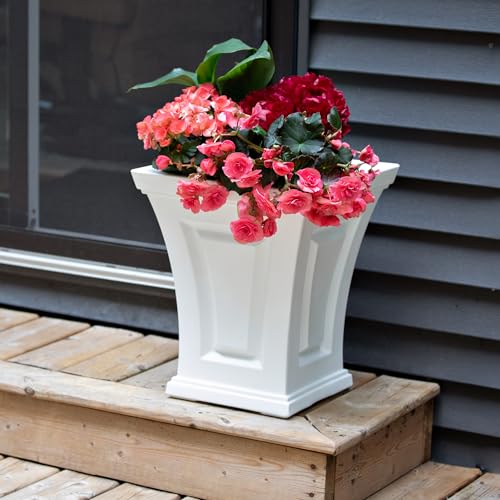 Jardinière en résine blanche Mayne bac à fleurs extérieur durable - 5