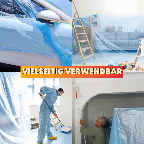 LLPT Abdeckfolie Klebeband mit Folie 110cm(ungefaltet) x 25m 2 Rollen – Ansicht 6