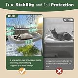 Essovee Cat Window Perch with 6 Strong Suction Cups,Mats that can be Switched Between Winter and Summer, Foldable Cordless Cat Beds Can Bear 50LBS Weight (White)
