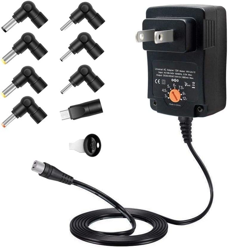 Zolt 12W Universal Selectable Voltage AC DC Adapter Switching Power Supply for 3V 4.5V 5V 6V 7.5V 9V 12V 1A 1000mA Small Household Electronics [PB12]