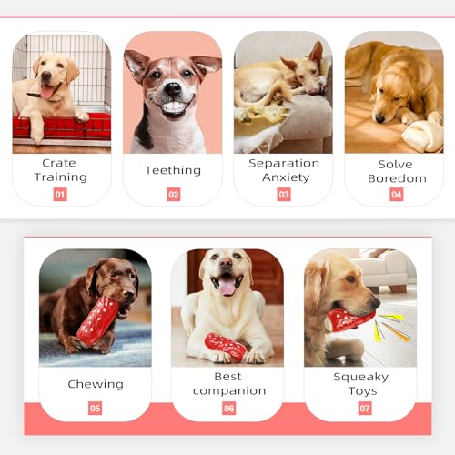LiuMelinda Dog Chew Toys for Aggressive-Chewers - Indestructible Dog Toy for Aggressive Chewer,Tough Chew Toys for Dogs (Rubber Red Meat Stick)