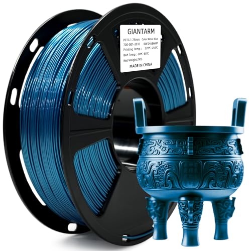 Image of GIANTARM PETG Filament 1.75mm 1Kg(2.2lb), Metallic Blue Filament PETG for 3D Printer, ±0.02mm Accuracy, High Precision, Strong Toughness, Neatly Wound & Moistureproof, Metal Blue