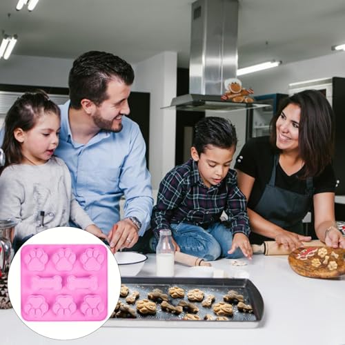FLEXNOVA 2 Stück Backmatte für Hundekekse - Silikonformen für Pfoten und Knochen, 2 Pipetten, Kinder- und Hunde-Eisform