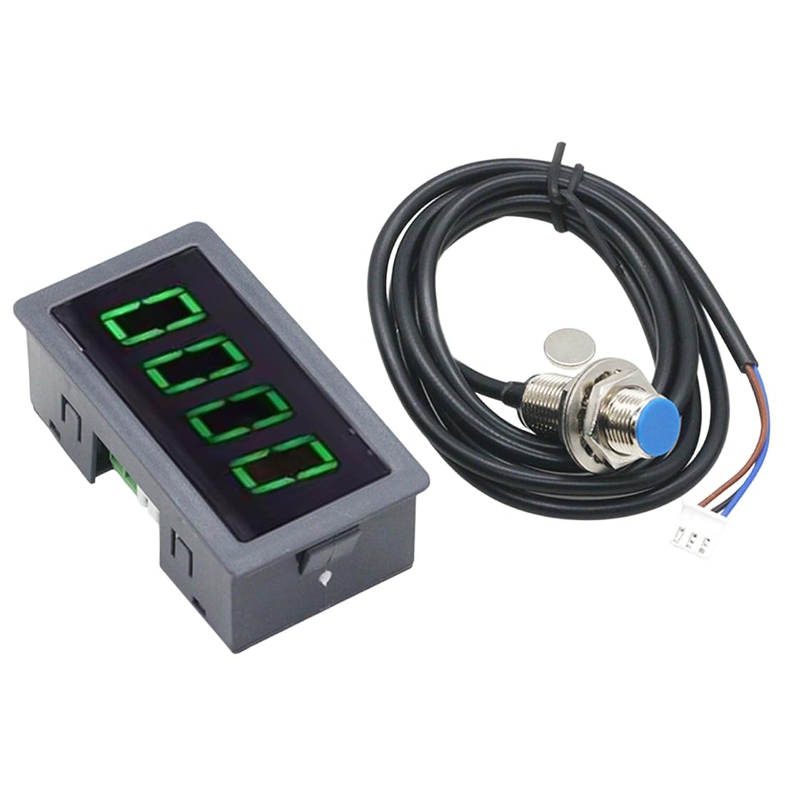 Jnchdghwa Green Industrial Tachometer 8-24V Dc Motor Rpm Counter 10 To 9999Rpm 0.56" 4-Digit Led Display 5V Npn Hall Sensor Included Magnet