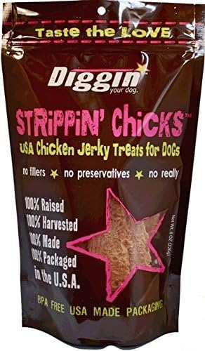 Diggin' Your Dog 1 Piece Strippin Chicks Chicken Jerky For Dogs, 8 Oz