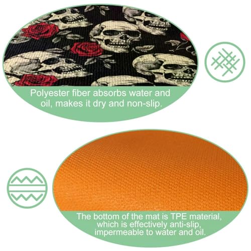 Tapis de cuisine lavables motif tête de mort pour éliminer les taches de sol - 5