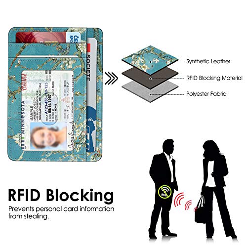 Image of FINTIE Slim Minimalist Front Pocket Wallet, RFID Blocking Credit Card Holder Card Cases with ID Window for Men Women (Blossom)