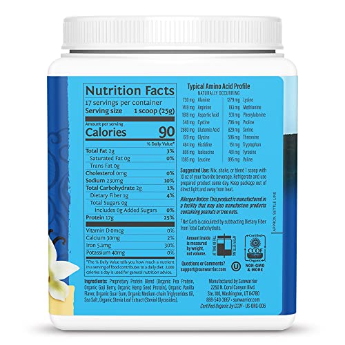 Image of Organic Plant Based Protein Powder | Vegan Organic Protein Powder Vanilla Flavored with BCAA Amino Acids & Hemp Seed Pea Blend | Non-GMO Soy Dairy Filler & Gluten Free (Vanilla, 17 Servings)