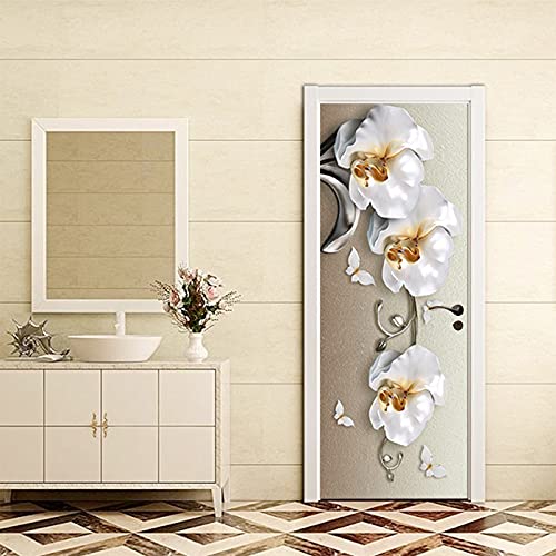 Autocollant de porte imperméable en PVC effet 3D lavable pour salle de bain