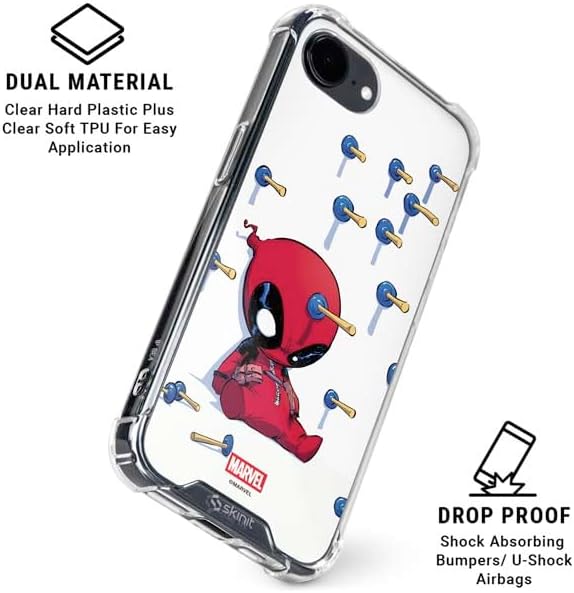 Skinit Clear Phone Case Compatible with iPhone 16e - Officially Licensed Marvel Deadpool Babypool Playing Design