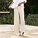 Plus Size Women's Cotton Linen Pants Wide Leg Palazzo Flowy Pant Boho Casual Business Loose Trousers Pantalones Summer Beach Cruise Outfits 2026 Fashion Slacks Beige Large