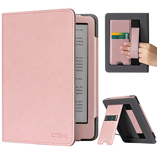 Image of CoBak Case with Stand for Kindle Paperwhite - Durable PU Leather Cover with Auto Sleep Wake, Card Slot, Hand Strap Feature - Fits Kindle Paperwhite 11th Generation 6.8 inch Signature Edition 2021 Released