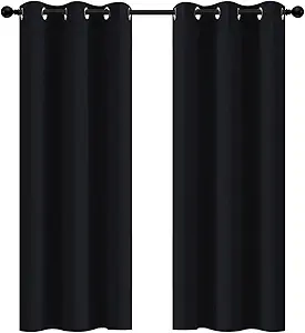 Yakamok 72 Inch Long Blackout Curtains for Bedroom, Thermal Insulated Room Darkening Black Curtains, Light Blocking Blackout Drapes for Living Room- 2 Panels, 42 Inch Width