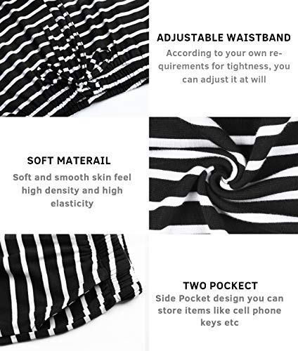 Amvelop Women Pajama Bottoms Sleep Shorts With Pockets Black Stripe S #TOP4