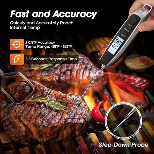 DOQAUS Digital Meat Thermometer, Instant Read Food Thermometer for Cooking Kitchen Candy with Super Long Probe for Turkey Water Grill Smoker Oil Deep Fry - Thumbnail 2
