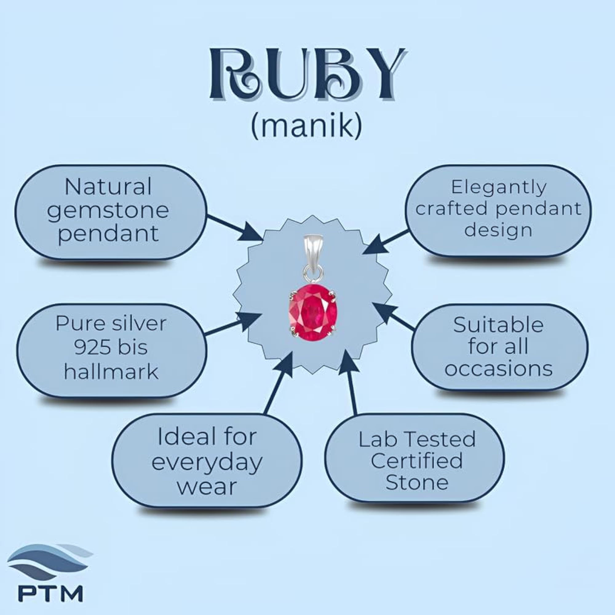 Natural Ruby/Manik 3.25 Ratti Certified Gemstone Pendant