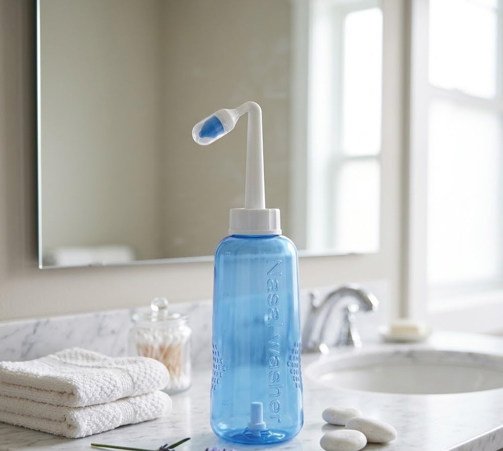 Nose Rinse Bottle with Adjustable Water Pressure & 2 Nozzles, Reusable Nasal Cleaning Bottle for Adults & Kids, Saline Nasal Wash Irrigation Tool for Home, Office & Travel Easy to Use-image-20