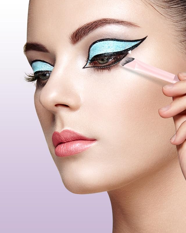 Miniatura 6 de Brocha delineador de ojos en ángulo de hoz, 2 piezas, delineador de ojos de gel, brocha de maquillaje para maquillaje de ojos, delineador de ojos,