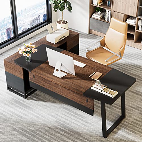 image for Tribesigns 67” Executive Desk and 55” Lateral File Cabinet, Large 