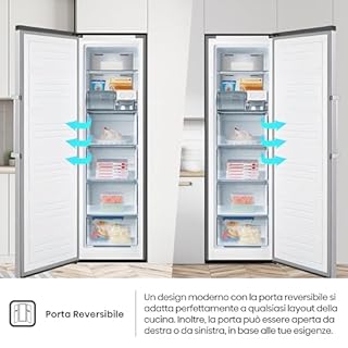 Hisense FV354N4BIE Freezer Verticale con display LED, Total No frost, 274 L, Inox