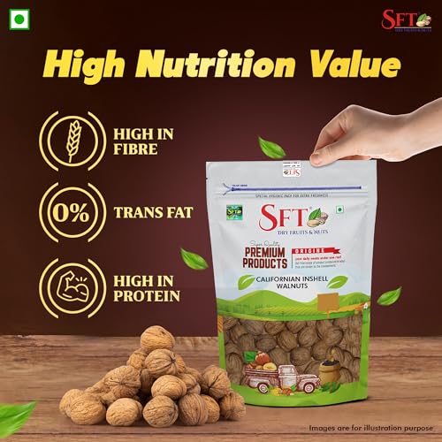 Image of SFT Premium Inshell Dried Walnut 500g (Pack of 1) | Dry Fruits, Healthy Snacks | Large Size | Walnut with Shell | Rich in Protein, Antioxidants & Source of Omega-3